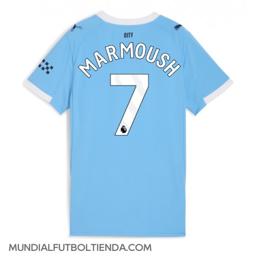 Camiseta Manchester City Omar Marmoush #7 Primera Equipación Replica 2025-26 para mujer mangas cortas